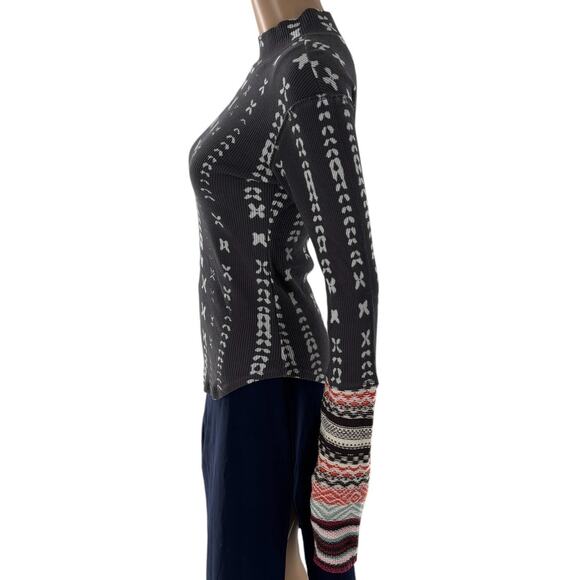 Free People Charcoal Gray Wonderful Swit Mockneck Thermal Top - Picture 8 of 12